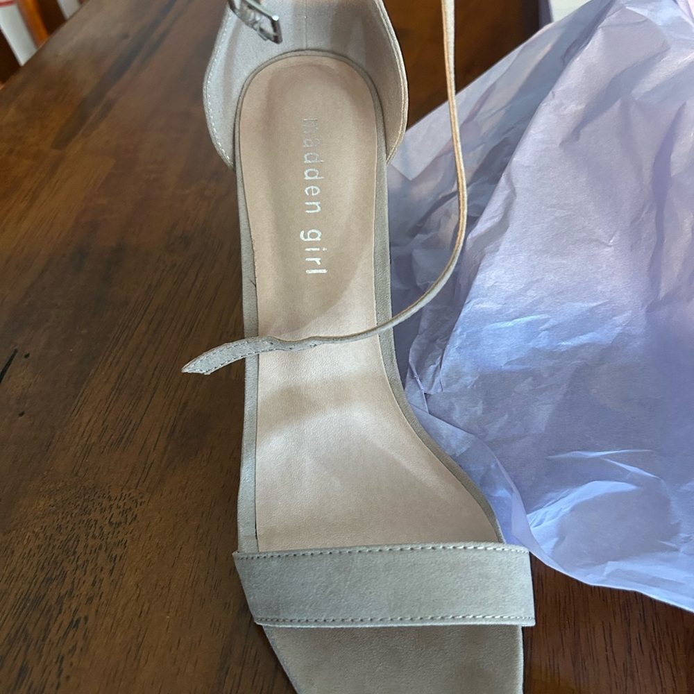Madden Girl Beige Ankle Strap Heels